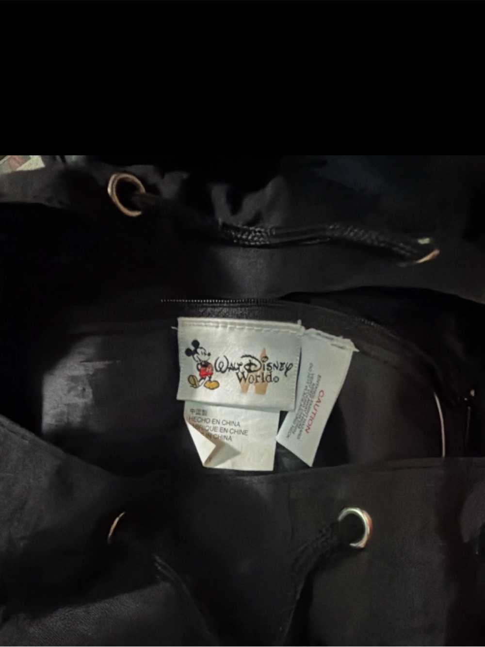 Vintage Disney Black Drawstring Backpack with Mickey Tag - Picture 2 of 3